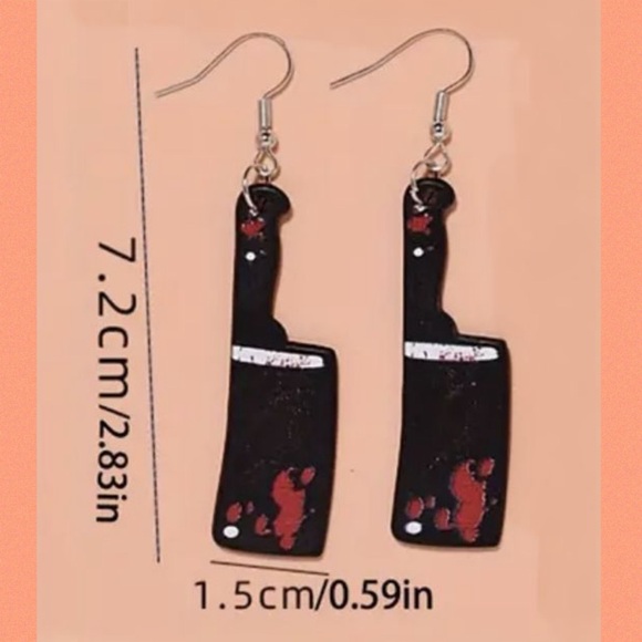 Earrings, Bloody Knives #1, NIP, Horror Movie Night Accessory - Picture 8 of 8